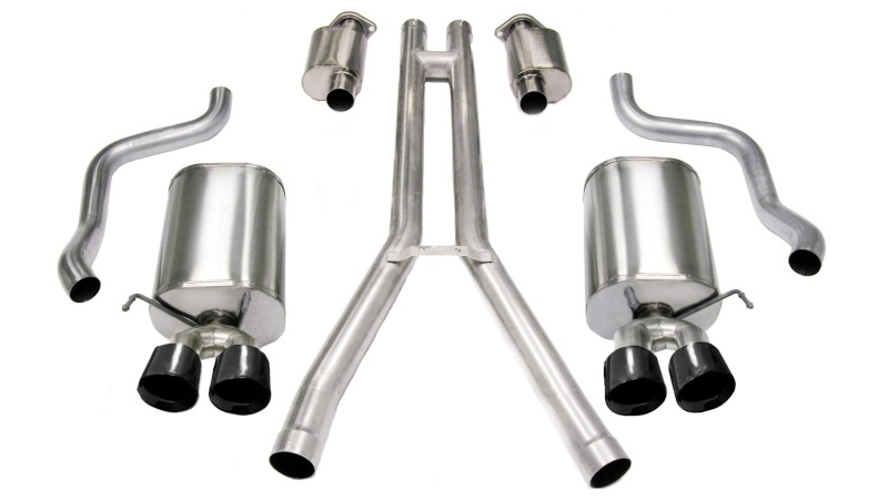 Cadillac XLR Performance Exhaust - Dual Rear - CORSA Performance - Cat-Back, Twin 3.5in Black Pro-Series Tips - Black - `04-`08